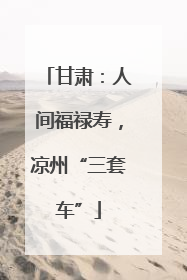 甘肃：人间福禄寿，凉州“三套车”
